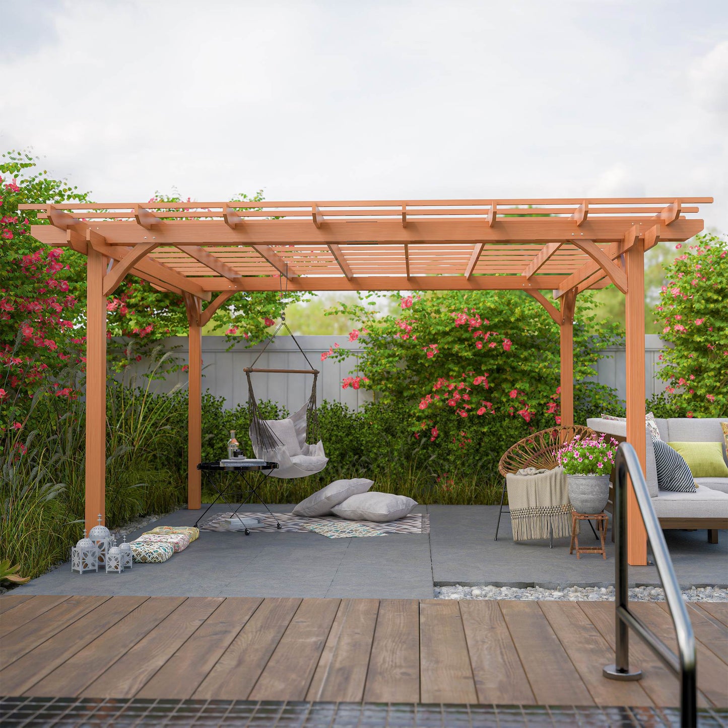 Outdoor Wood Pergola – Heavy-Duty Backyard Shade Structure