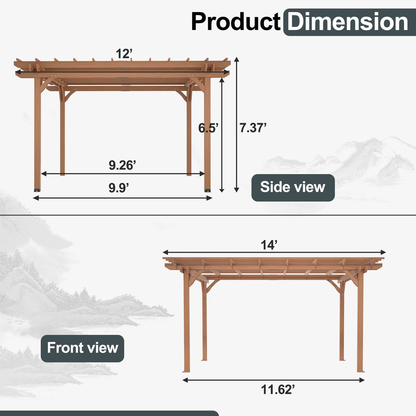 Outdoor Wood Pergola – Heavy-Duty Backyard Shade Structure