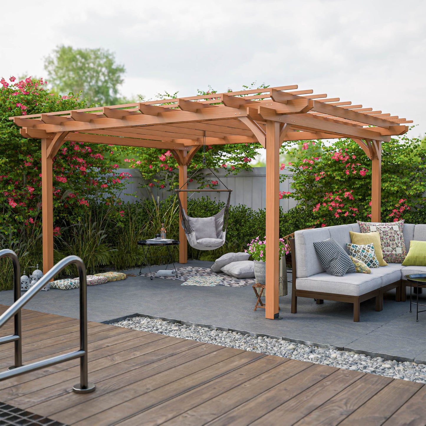 Outdoor Wood Pergola – Heavy-Duty Backyard Shade Structure