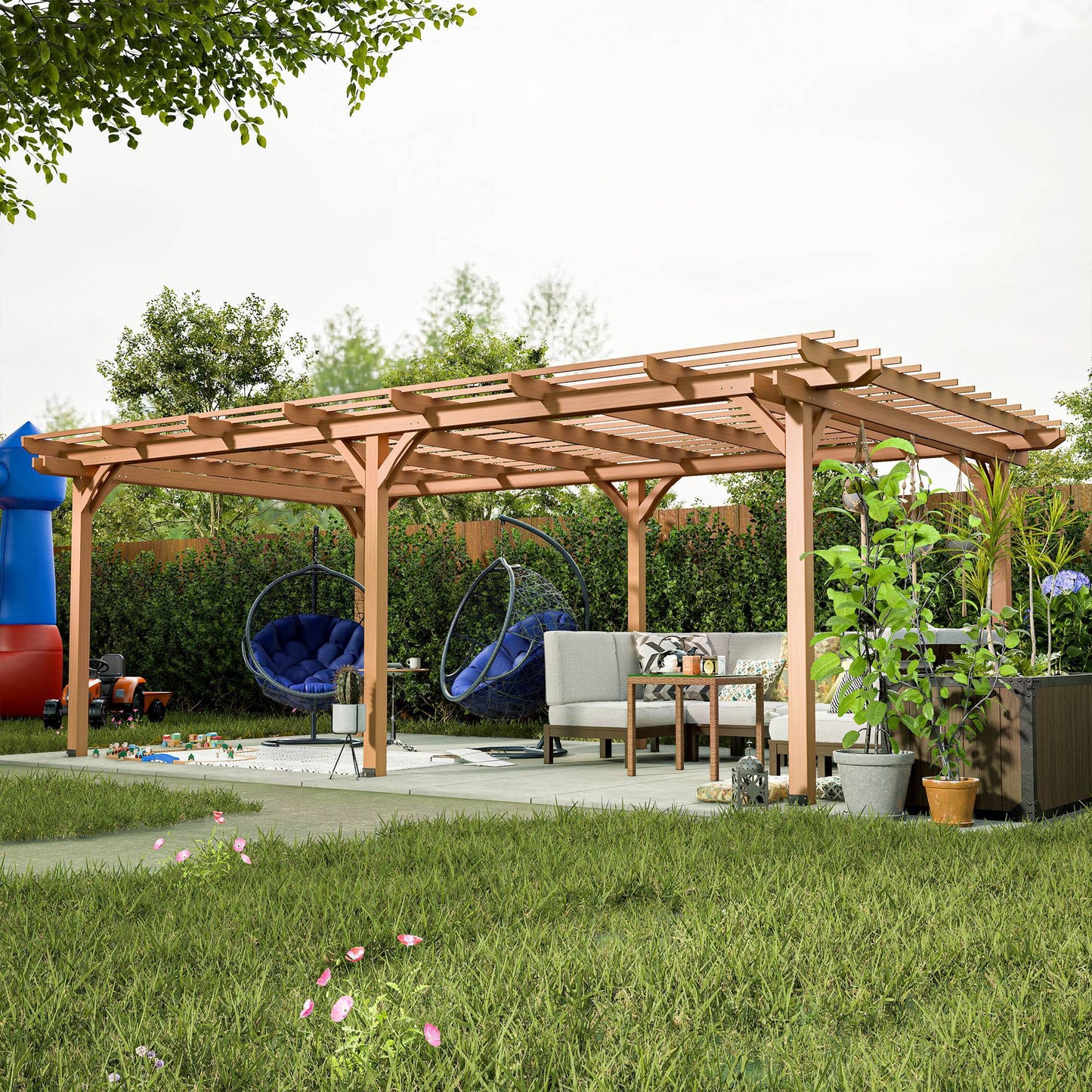 Outdoor Wood Pergola – Heavy-Duty Backyard Shade Structure